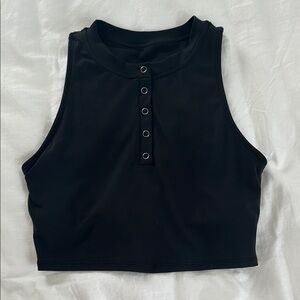 Ptula Athletic Henley Crop Top Black